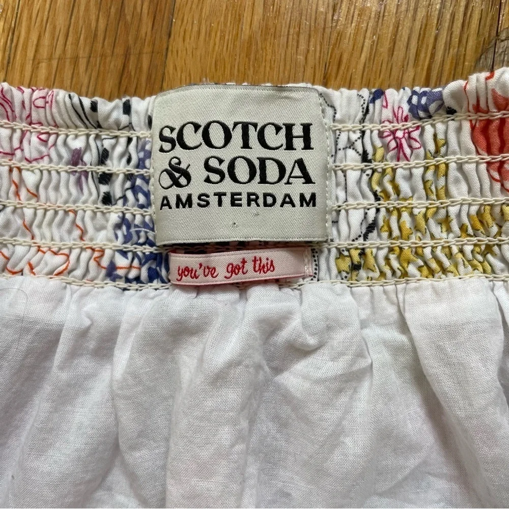 Scotch & Soda Girls Printed Mini Skirt Size 12 White Multicolor Pull On